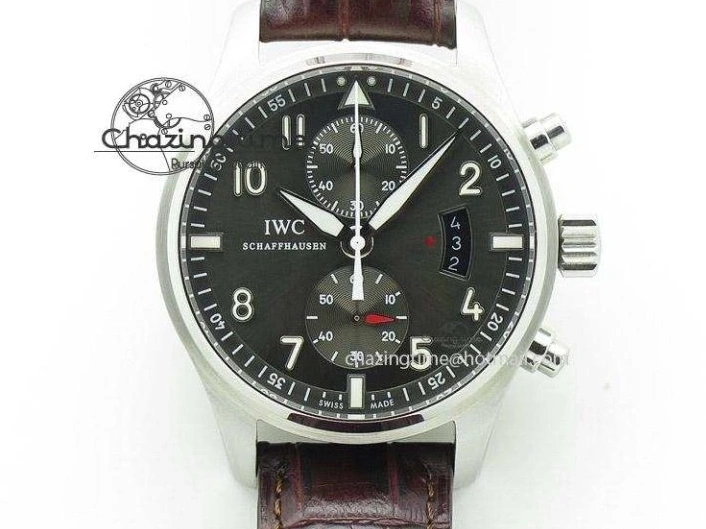 MIROTIME 0509 Pilot Chrono SS AZF 1:1 Best Edition Black Dial Orange Markers on Brown Leather Strap A EasyCare 7065